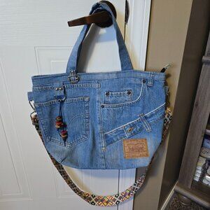 Blue Denim Upcycle Shoulder Bag Purse